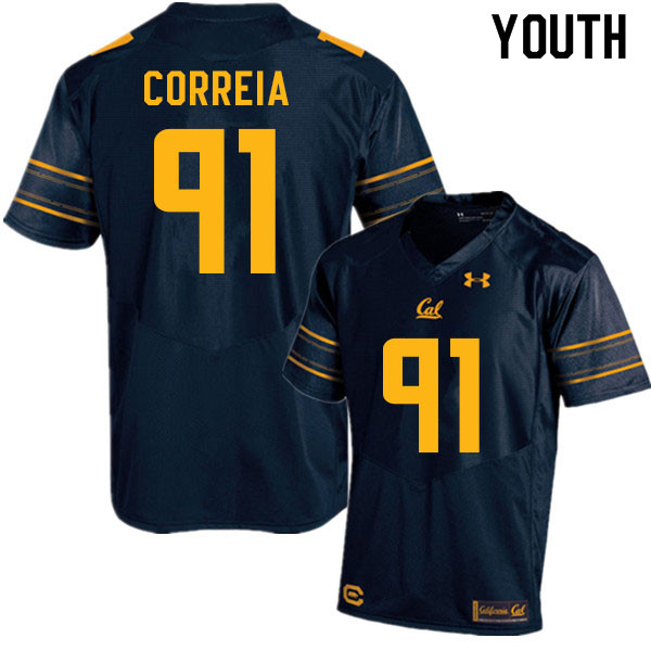 Youth #91 Ricky Correia Cal Bears College Football Jerseys Sale-Navy